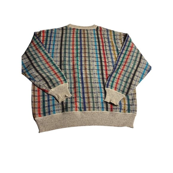 Bullock & Jones Mens Multicolor Plaid L (50) Striped Sweater Made In Italy - Picture 2 of 12